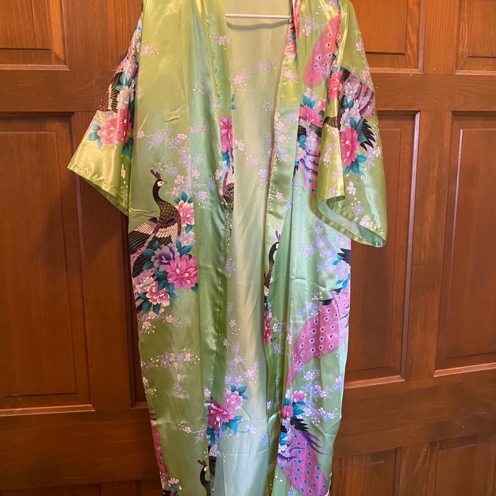 Lime Green Silk Kimono